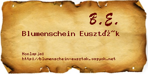 Blumenschein Euszták névjegykártya